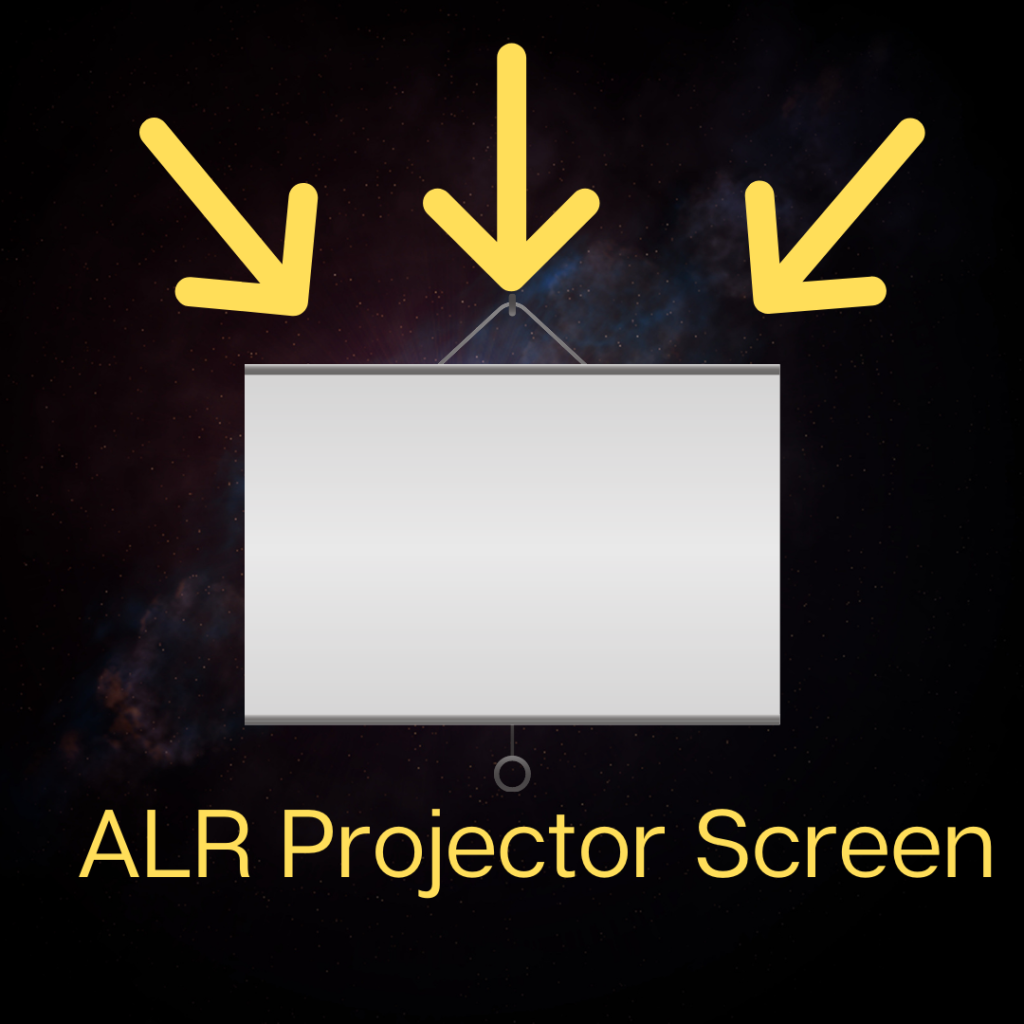 alr projector screen with arrows
